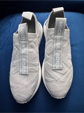 Michael Kors Light Gray Slip-On Knit Sneakers